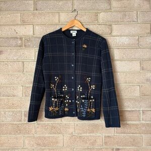 classic elements embroidered cardigan sweater